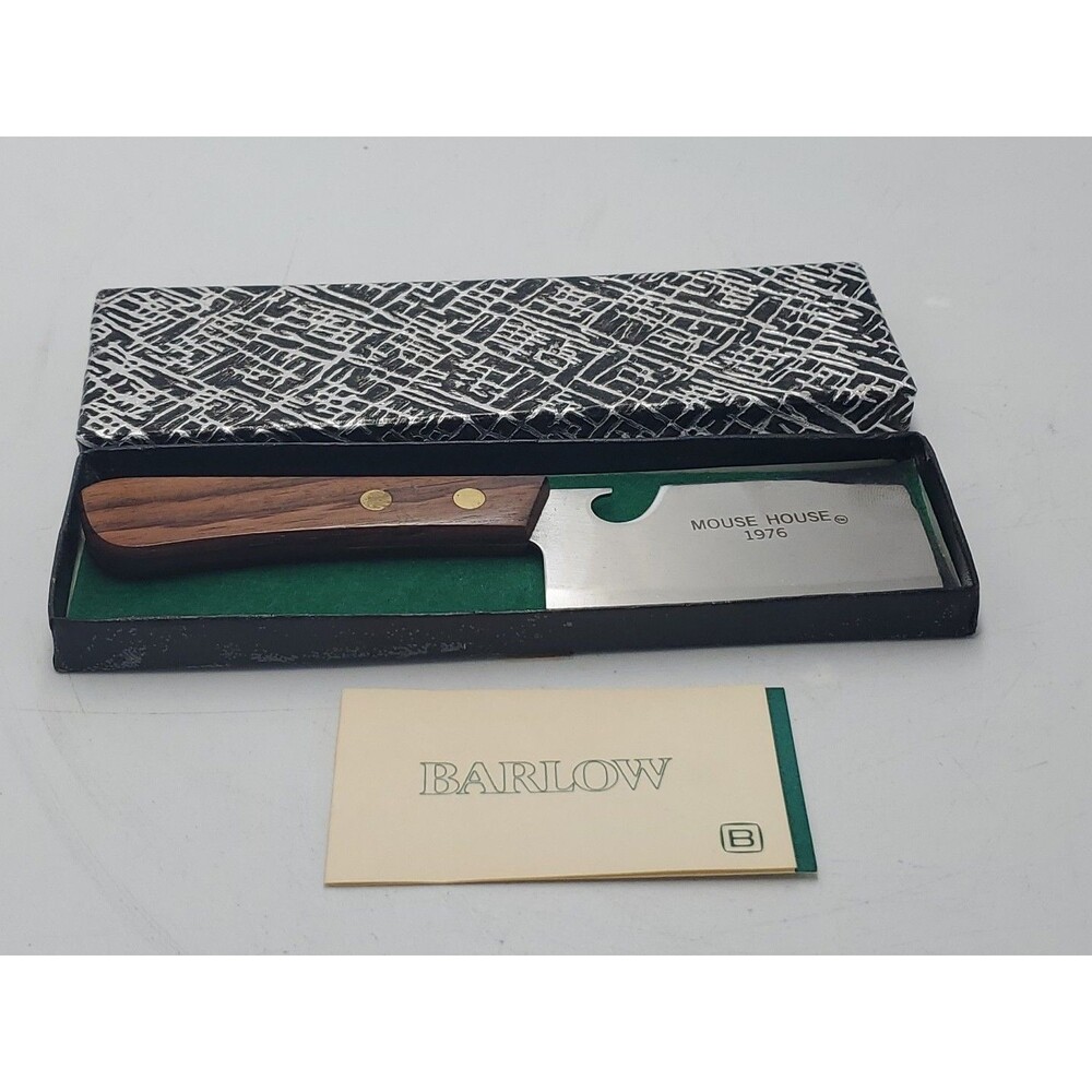 Vintage 1976 Barlow Cheese Knife Stainless Steel Wooden Handle Mouse House